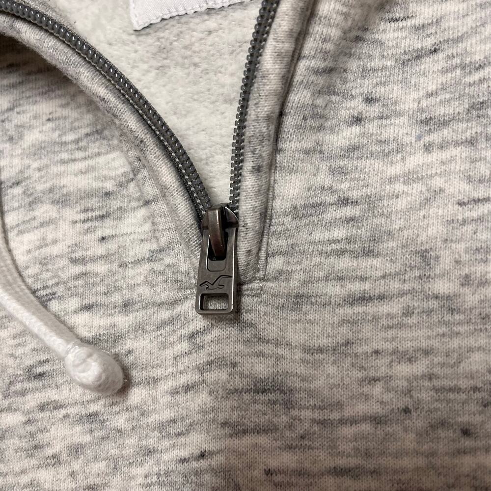 Hollister Cropped Half Zip Hoodie Gray Marled Fleece Womens Small Y2K Casual - Picture 6 of 8